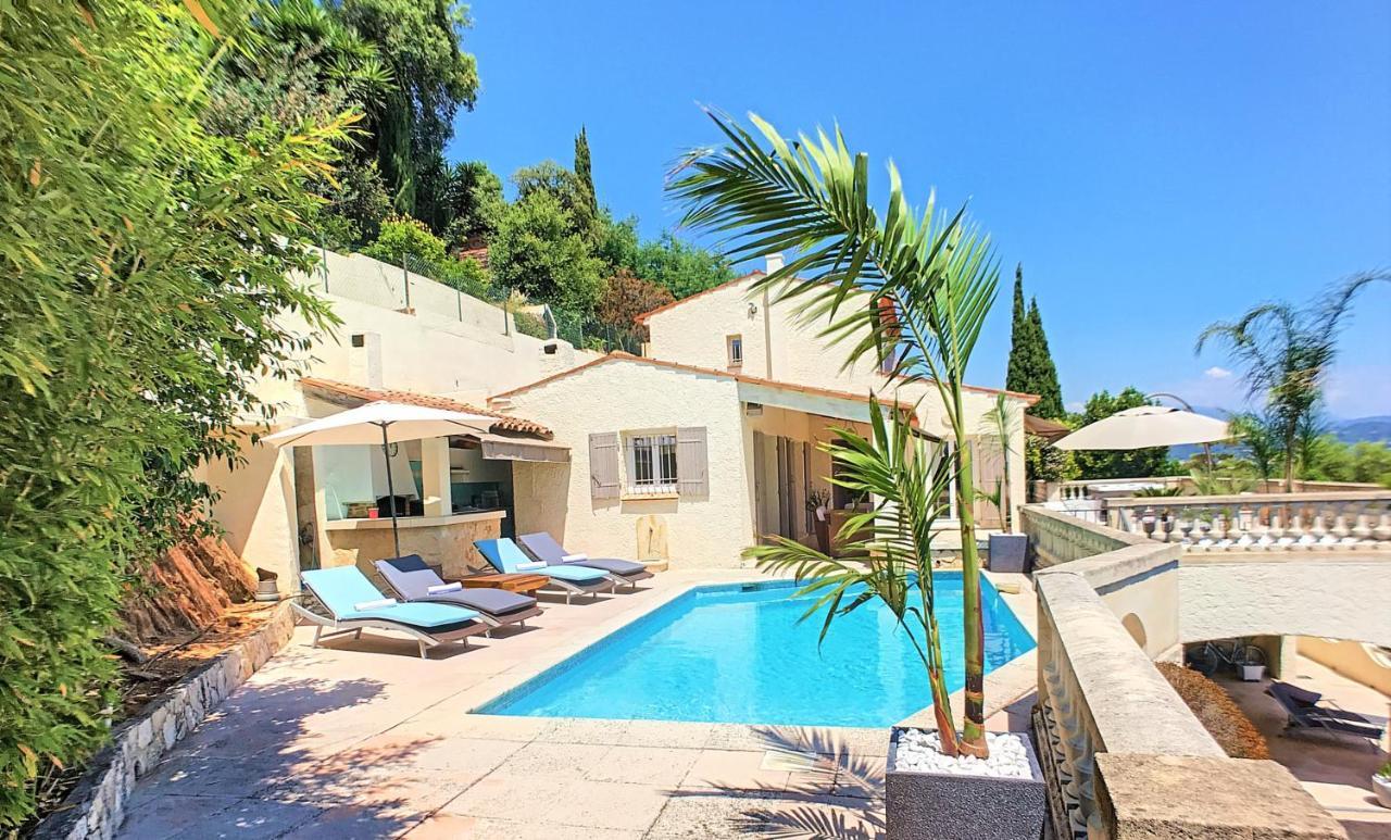 3 Bedrooms Villa Near Cannes - Pool & Jacuzzi - Sea View Mandelieu Extérieur photo